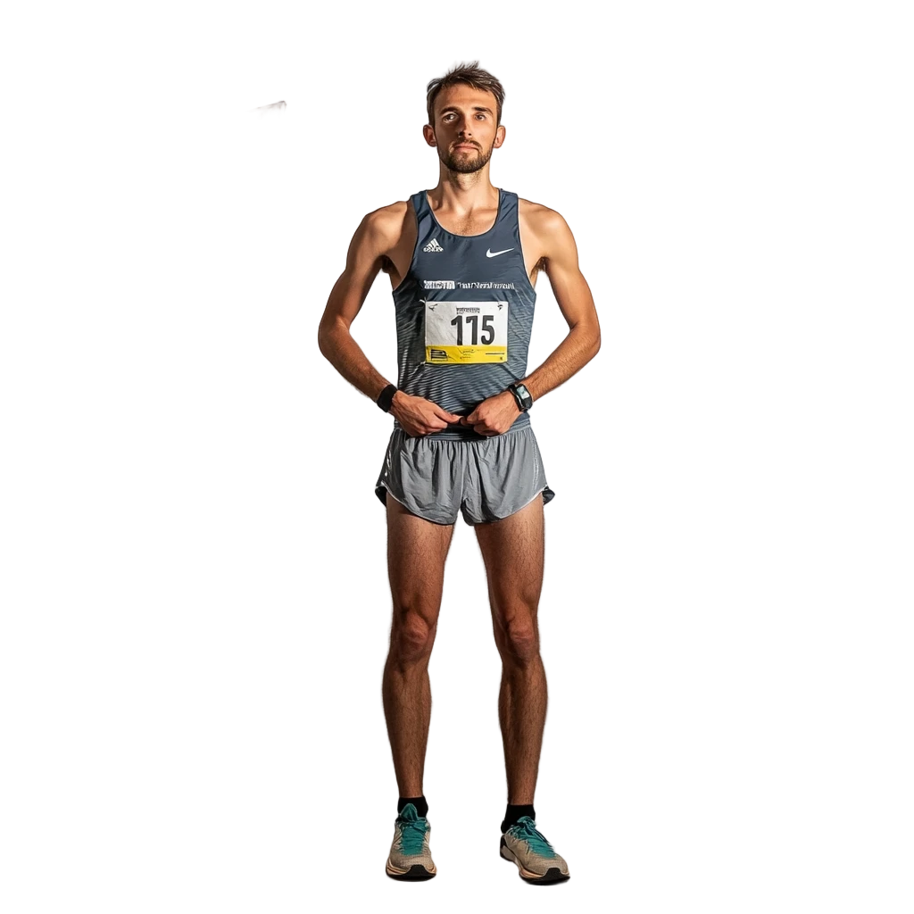 a Runner having a personal portrait done at a running competition